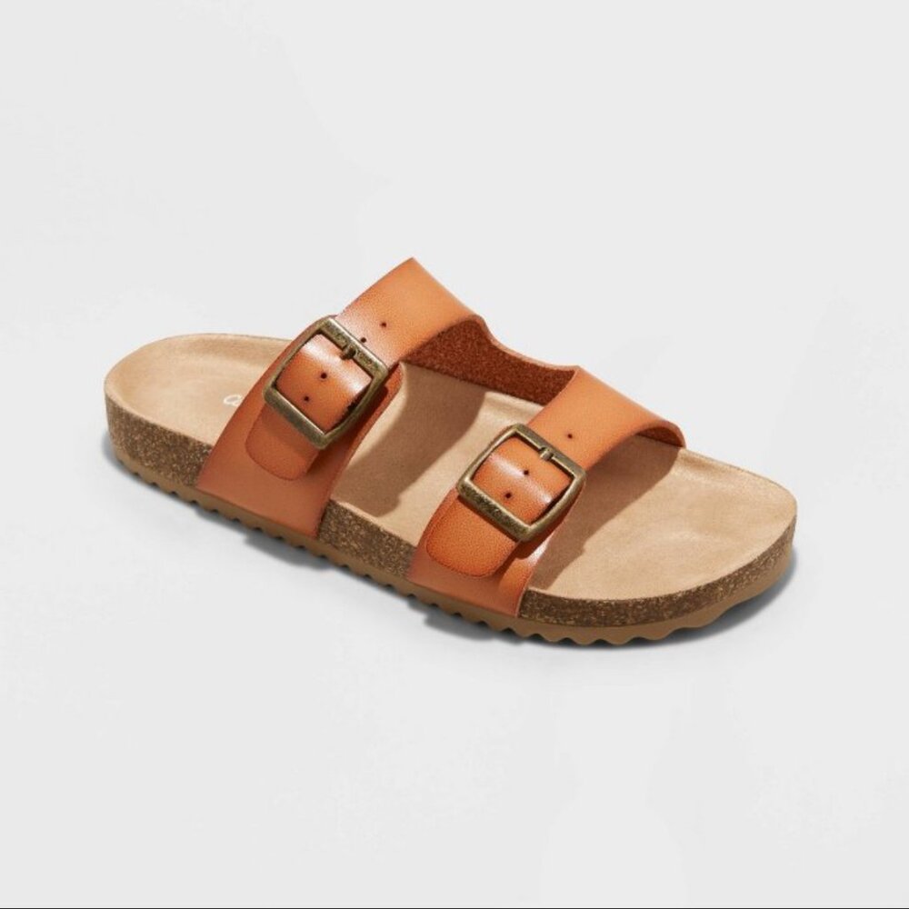 Cat and Jack Drew Kids Solid Footbed Double Buckle Strap Sandals Size: 13